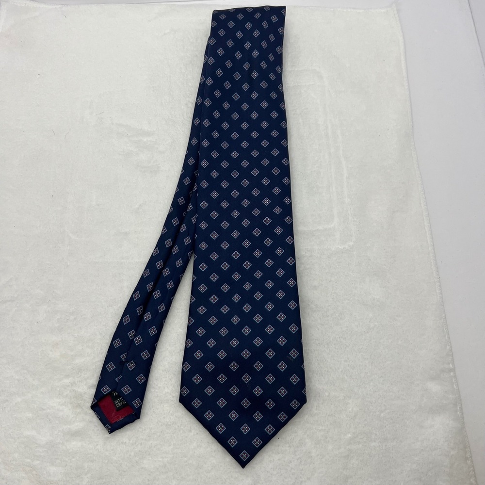 Carlo Colombo Tie Rack Necktie Mens OS Navy Blue Good Silk‎ Geometric Italy